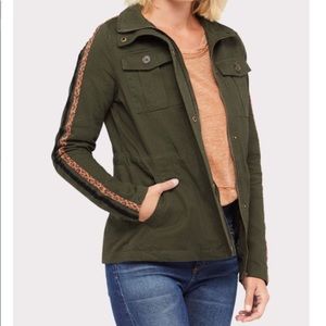 NWT Peyton Jensen Green Utility Jacket w/ Cheetah